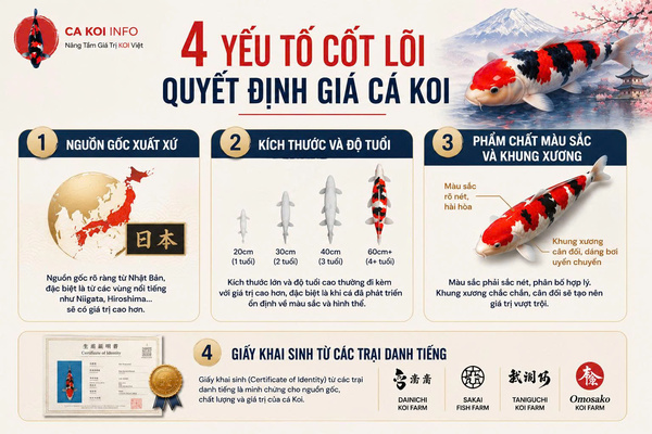 4 Yếu tố cốt lõi quyết định giá cá Koi
