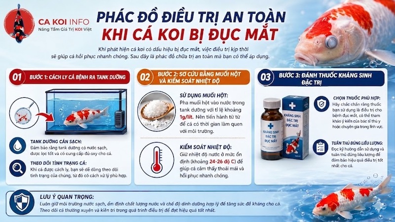 Phác đồ điều trị an toàn khi cá Koi bị đục mắt