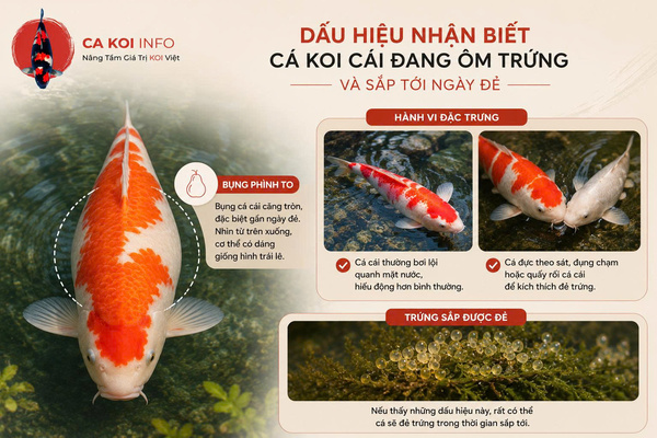 Dấu hiệu nhận biết cá Koi cái đang ôm trứng và sắp tới ngày đẻ