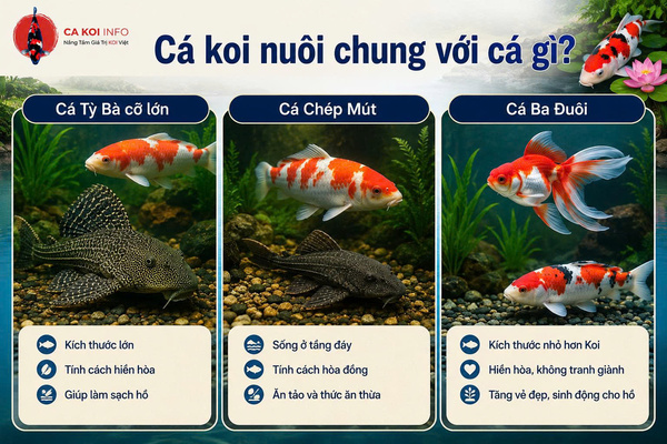 Cá koi nuôi chung với cá gì?