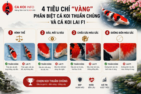 Phân biệt cá koi thuần chủng và cá koi lai F1