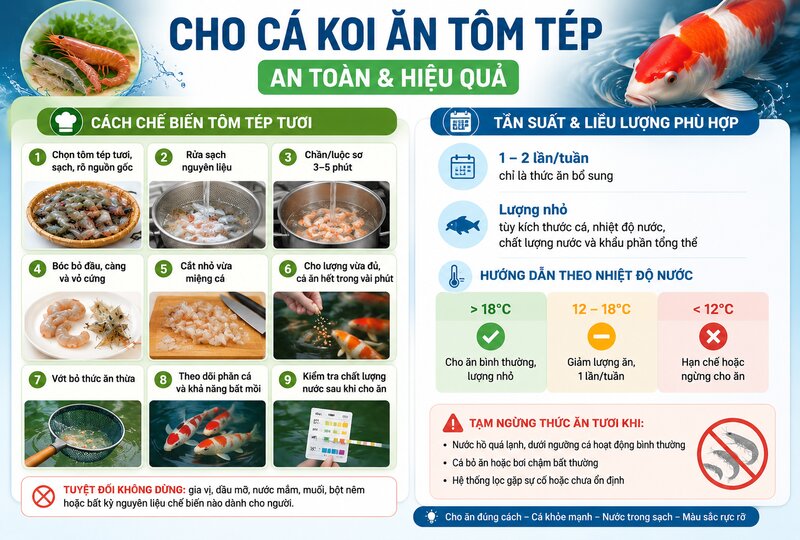 Hướng dẫn cho cá koi ăn tôm tép an toàn và hiệu quả