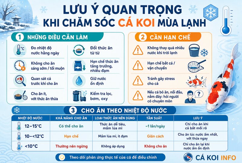 Những lưu ý quan trọng khi chăm sóc cá Koi mùa lạnh Những lưu ý quan trọng khi chăm sóc cá Koi mùa lạnh
