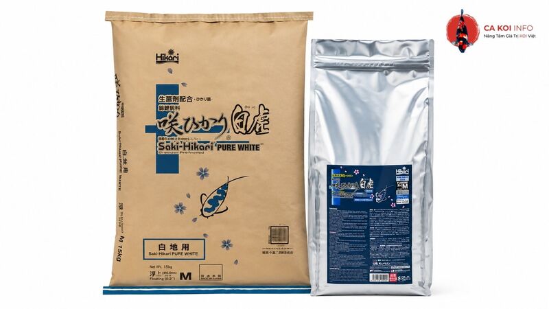 Thức ăn cá Koi Saki-Hikari Pure White hỗ trợ giữ nền màu trắng tinh khiết cho cá Koi 