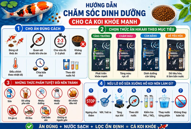 Hướng dẫn chăm sóc dinh dưỡng cho cá Koi khỏe mạnh