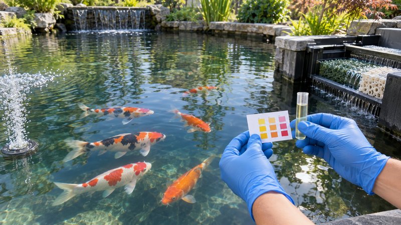Kiểm tra ammonia và nitrite trong hồ cá Koi
